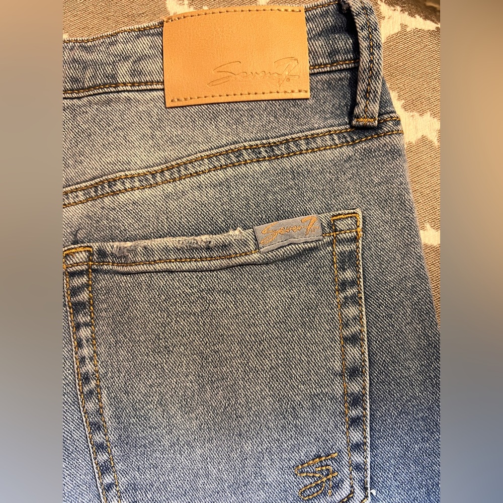 Seven7 Women's Light Blue Distressed Wide Leg Jeans - Picture 7 of 11
